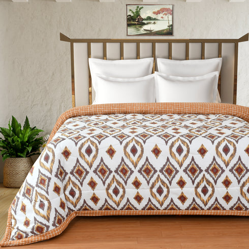 Heaven AC Double Bed Comforter for All Session (White & Brown)